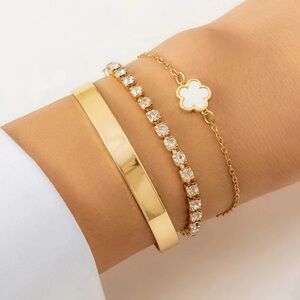 Elegant Gold Bracelet Set & Stud Earrings for Women